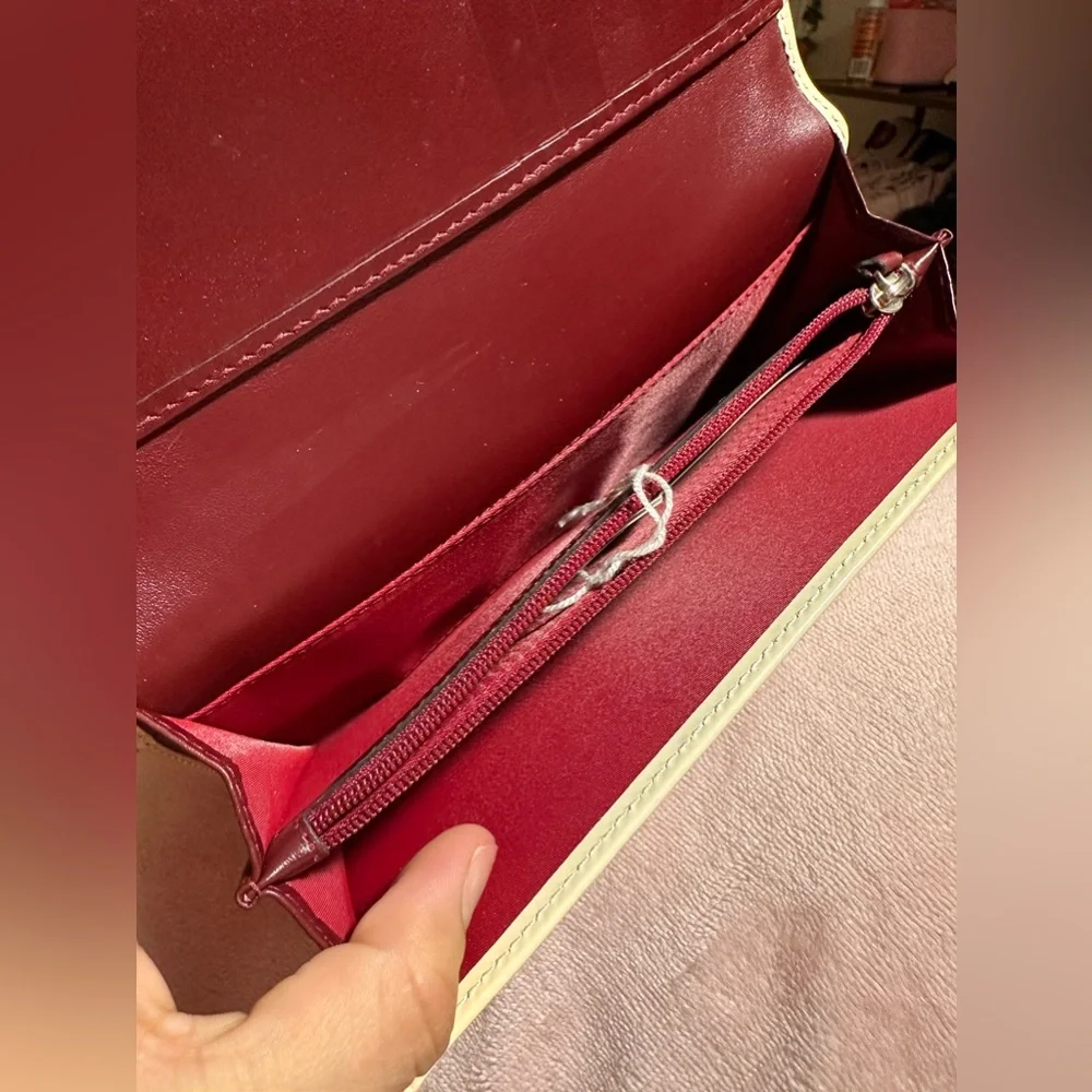 DIOR Trotter Canvas Leather Long Bifold Wallet Rogue Burgundy